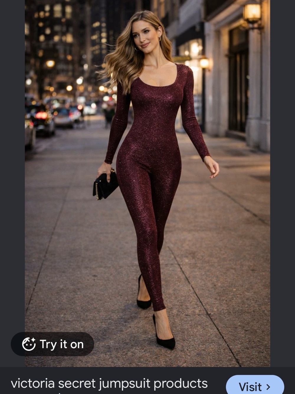 PINK Victoria's Secret Sparkle Burgundy Scoop-Neck Jumpsuit